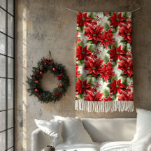 Winterliche Blumen-Decke Roter Weihnachtsstern Hom