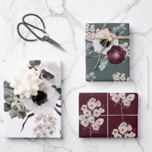 Winterliche Blumen Geschenkpapier Flachblatt-Set a Set