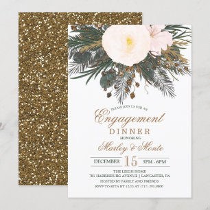 Winterliche Blumen-Hochzeitsankündigungs-Dinner-Ei Einladung