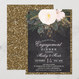 Winterliche Blumen-Hochzeitseinladung Einladung