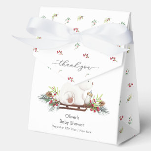 Winterliche Blumen-Schlitten-Eisbär-Baby-Party Geschenkschachtel