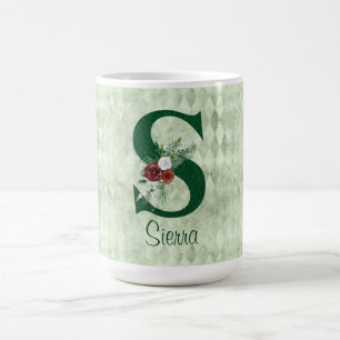 Winterliche Blumenillustration - Buchstabe S - Per Kaffeetasse