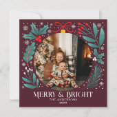 Winterliche Botanik-Ornament-Weihnachtskarte (Vorderseite)