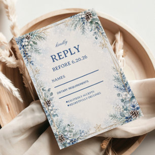 Winterliche Botanik-Romantik mit Frostkieferzapfen RSVP Karte