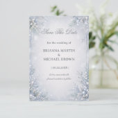 Winterliche Botanische Feier-Style mit Frost Save The Date (Stehend Vorderseite)