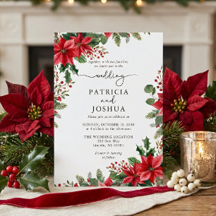 Winterliche botanische Weihnachts-Hochzeitseinladu Einladung