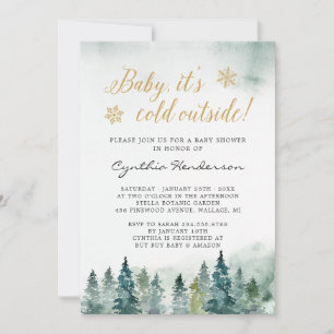 Winterliche elegante Babyparty - Baby, es ist kalt Einladung