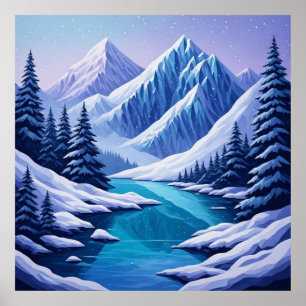 Winterliche Eleganz Landschaft Bergszene❄️ Poster