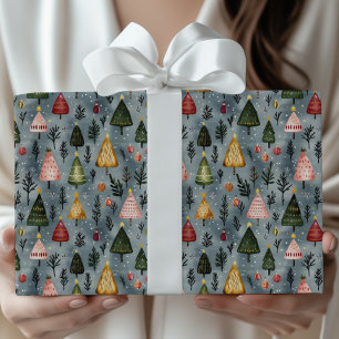 Winterliche Fantasie-Wald-Weihnachtsbaum-Muster Geschenkpapier
