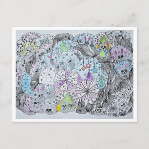 Winterliche Fantasie-Waldkreaturen Postkarte