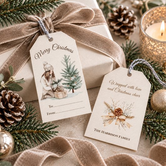 Winterliche Feiertagsszene Geschenkanhänger