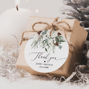 Winterliche festliche Hochzeit mit immergrünen Pfl Geschenkanhänger