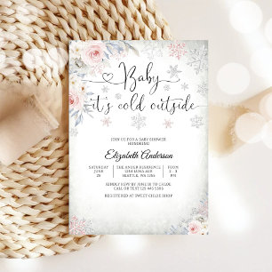 Winterliche Florale Babyparty-Einladung Einladung