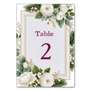 Winterliche Florale Hochzeit Staubblau Tischnummer