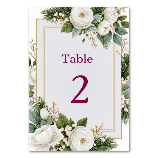 Winterliche Florale Hochzeit Staubblau Tischnummer (Vorderseite)