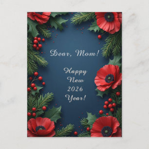 🎄 Winterliche Florale Poinsettien-Eleganz ❄️ Fest Postkarte
