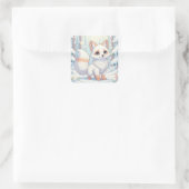 Winterliche Flüstern des kleinen Fuchses Quadratischer Aufkleber (Tasche)