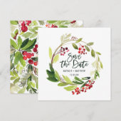 Winterliche Foliage-Save-the-Date-Karte Save The Date (Vorne/Hinten)