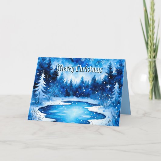 Winterliche gefrostete Weihnachtskarte Feiertagskarte (Vorderseite)