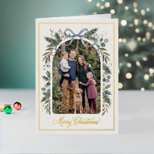 Winterliche Grüne mit Schleife Weihnachtsfoto