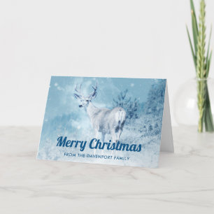 Winterliche Hirsche mit Kiefern Frohe Weihnachten
