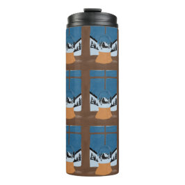 Winterliche Isolierflasche Schneekugel auf dem F Thermosbecher