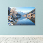 Winterliche Landschaft mit klarem Bergsee Leinwanddruck (Insitu (Holzboden))