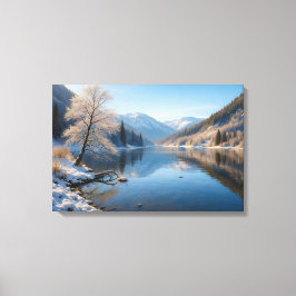 Winterliche Landschaft mit klarem Bergsee Leinwanddruck