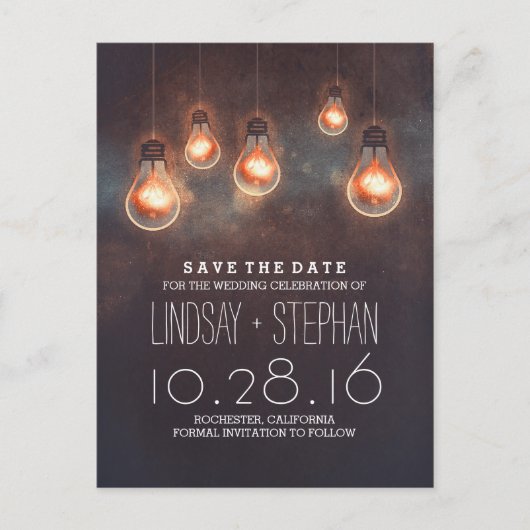 winterliche Lichter träumen romantisch Save the Da Ankündigungspostkarte (Vorderseite)