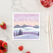 Winterliche lila Hügel Wasserfarben Serviette (Beispiel)