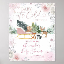 Winterliche Rosa Schneeflockenschlitten-Baby-Party