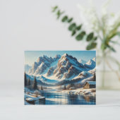 Winterliche Ruhe: Alpinreflektionen Postkarte (Stehend Vorderseite)