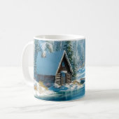 „Winterliche Ruhe am Berghütten“ Kaffeetasse (Vorderseite Links)