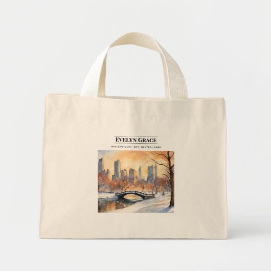 Winterliche Ruhe, Central Park Tote Bag Mini Stoffbeutel (Vorne)