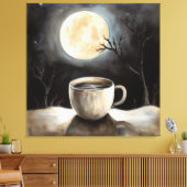 Winterliche Ruhe mit Kaffee und Mond. Leinwanddruck (Insitu (Wohnzimmer))