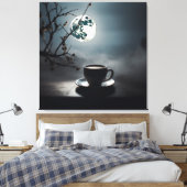 Winterliche Ruhe mit Kaffee und Mond. Leinwanddruck (Insitu (Schlafzimmer))