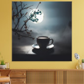 Winterliche Ruhe mit Kaffee und Mond. Leinwanddruck (Insitu (Wohnzimmer))