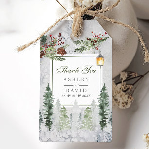 Winterliche rustikale Kiefern Laternen Hochzeit Da Geschenkanhänger