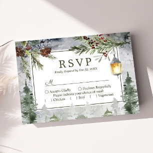 Winterliche Rustikale Kiefernbaum Botanische Later RSVP Karte