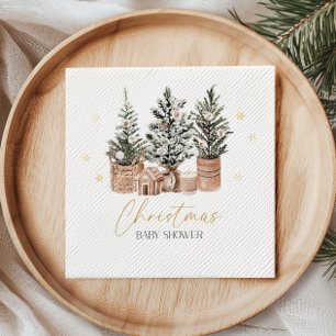 Winterliche rustikale Weihnachtsbäume Baby Shower Serviette