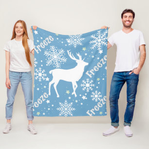 Winterliche Schneeflocken blau Fleecedecke