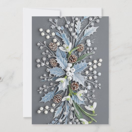 Winterliche Schneeglöckchen-Blumenanordnung mit Fr Einladung (Vorderseite)
