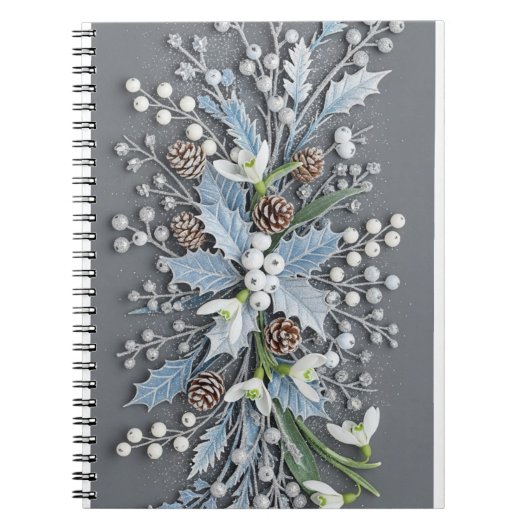 Winterliche Schneeglöckchen-Blumenanordnung mit Fr Notizblock (Vorderseite)