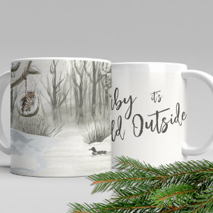 Winterliche Schneeszene-Wasserfarbe-Baby, es ist k Kaffeetasse
