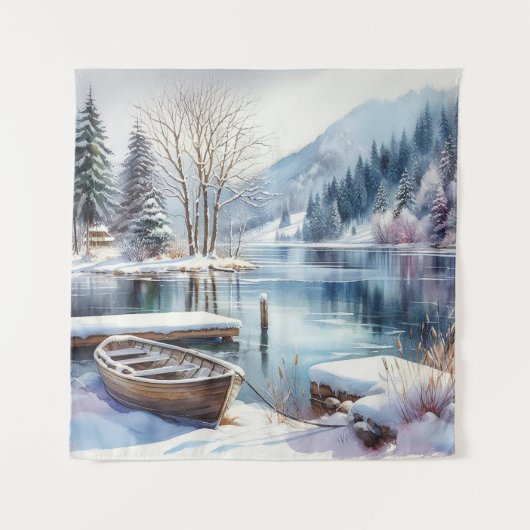 Winterliche Seeszene Wandteppich (Vorderseite)