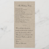 Winterliche Spitze auf Jute-Hochzeitsprogramm Programm (Rückseite)