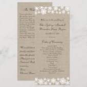 Winterliche Spitze auf Jute-Hochzeitsprogramm Programm (Vorne/Hinten)