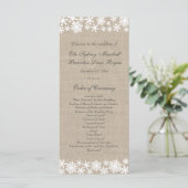 Winterliche Spitze auf Jute-Hochzeitsprogramm Programm (Stehend Vorderseite)