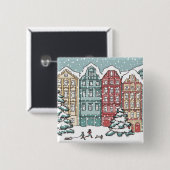 Winterliche Stadtszene Button (Vorne & Hinten)
