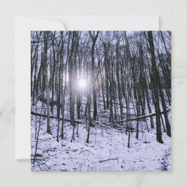 Winterliche Szene bei Sonnenaufgang und Schnee Mitteilungskarte